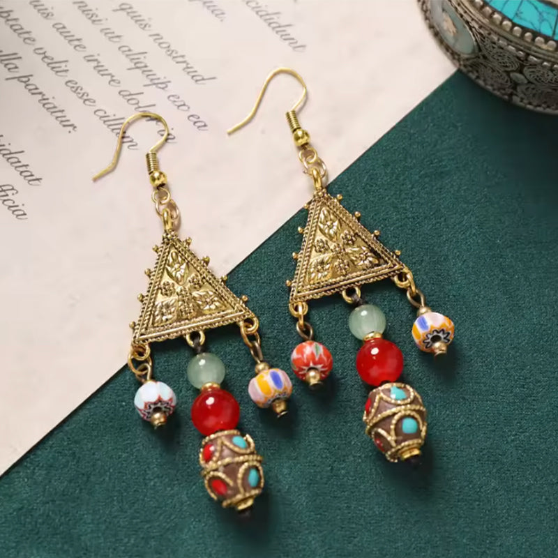 Boucles D'oreilles Ethniques Style Tibétain - Neuf Sans Emballage, Artisanat Unique
