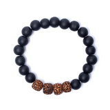 Bracelet Équilibre du Guerrier Intérieur – Onyx & Rudraksha
