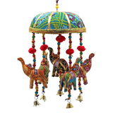 Mobile Élégance Éléphants & Clochettes – Artisanat Indien
