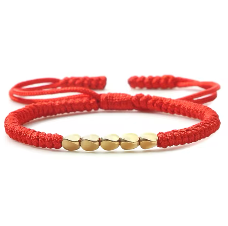 Lucky Bracelet Decorated with Red Copper Beads Univers Tibet