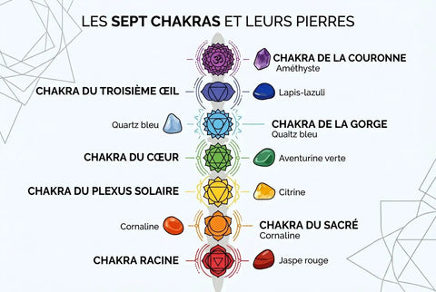 Lithothérapie et pierre des 7 chakras : signification énergétique