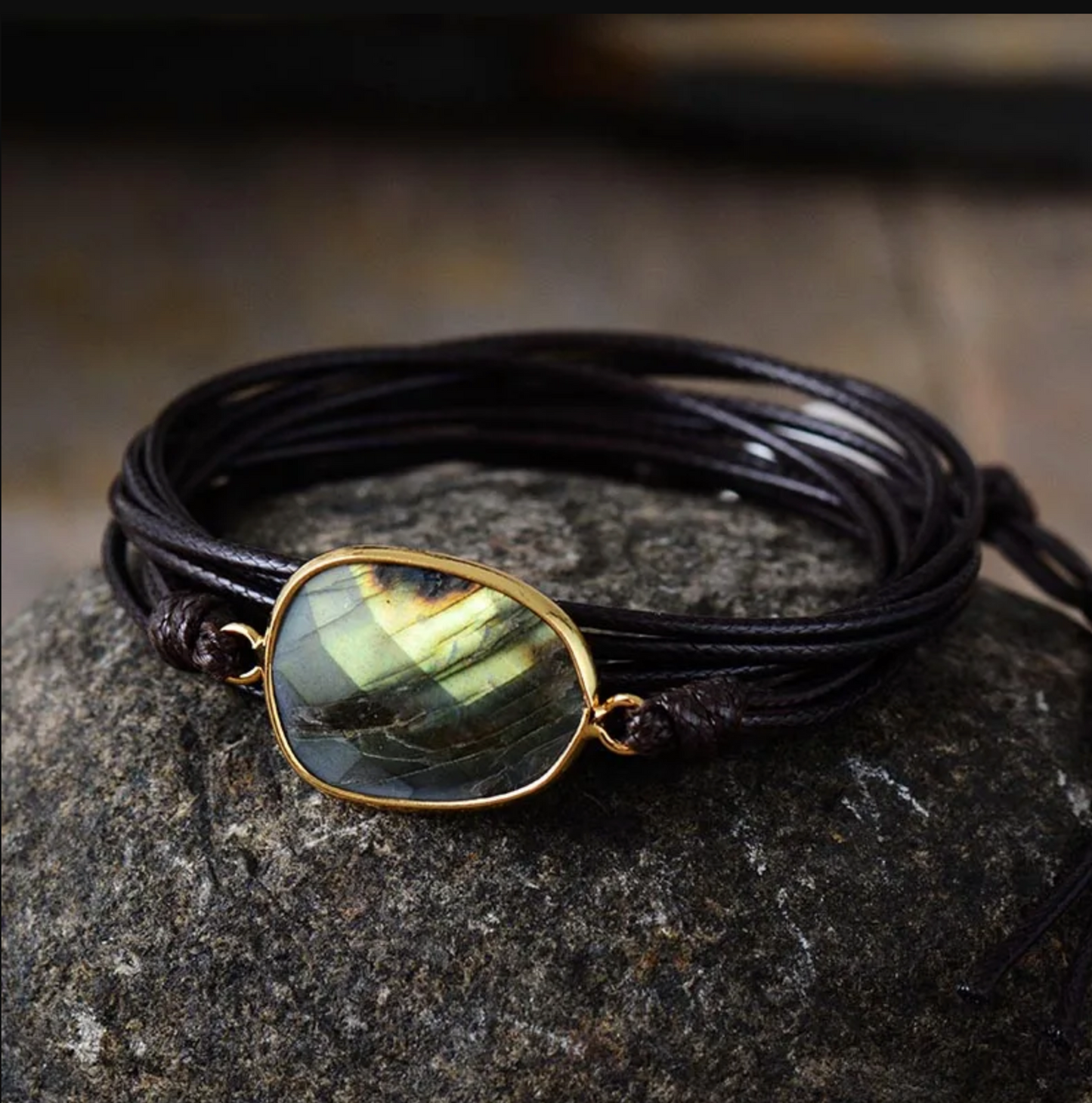 bracelet wrap labradorite couleur brun - Univers Tibet
