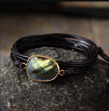 bracelet wrap labradorite couleur brun - Univers Tibet