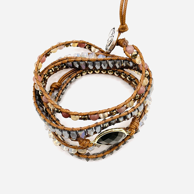 Bracelet Wrap Jaspe et Cristal