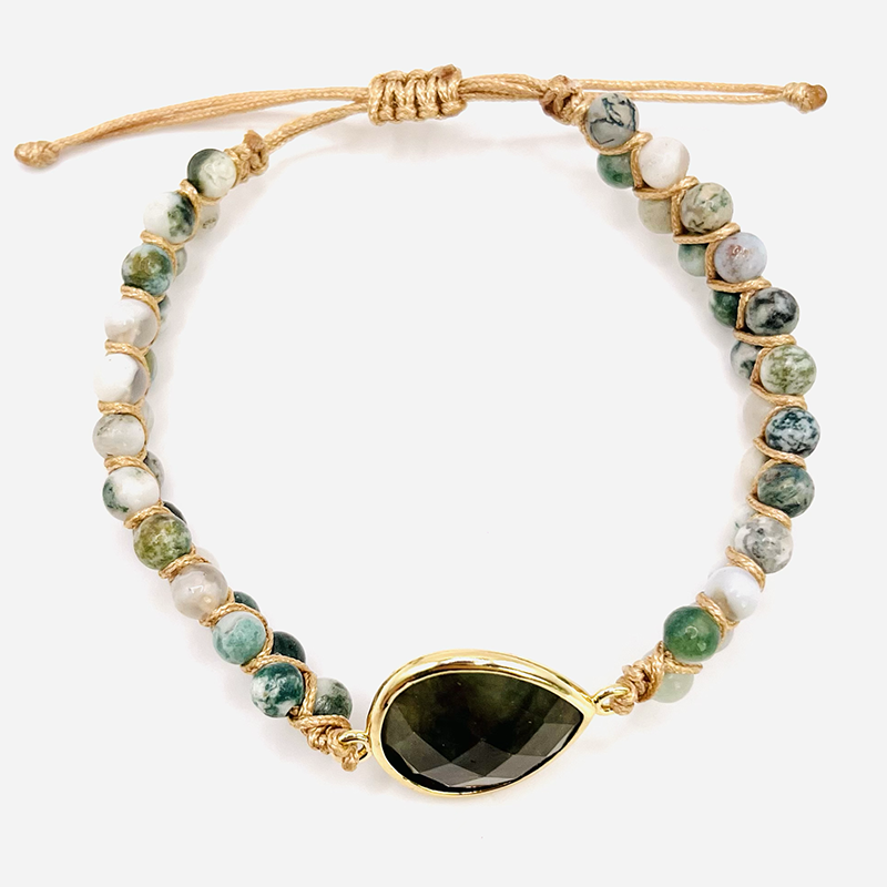 Armband aus Labradorit und Chalcedon-Achat
