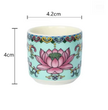 Buddhist Offering Cups - Sacred Lotus - Set of 3 - Blue - Tibetan Universe