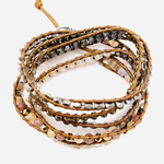 Bracelet Wrap Jaspe et Cristal 5 Brins