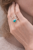 Bague Lotus Turquoise & Argent 925 – Protection & Sérénité