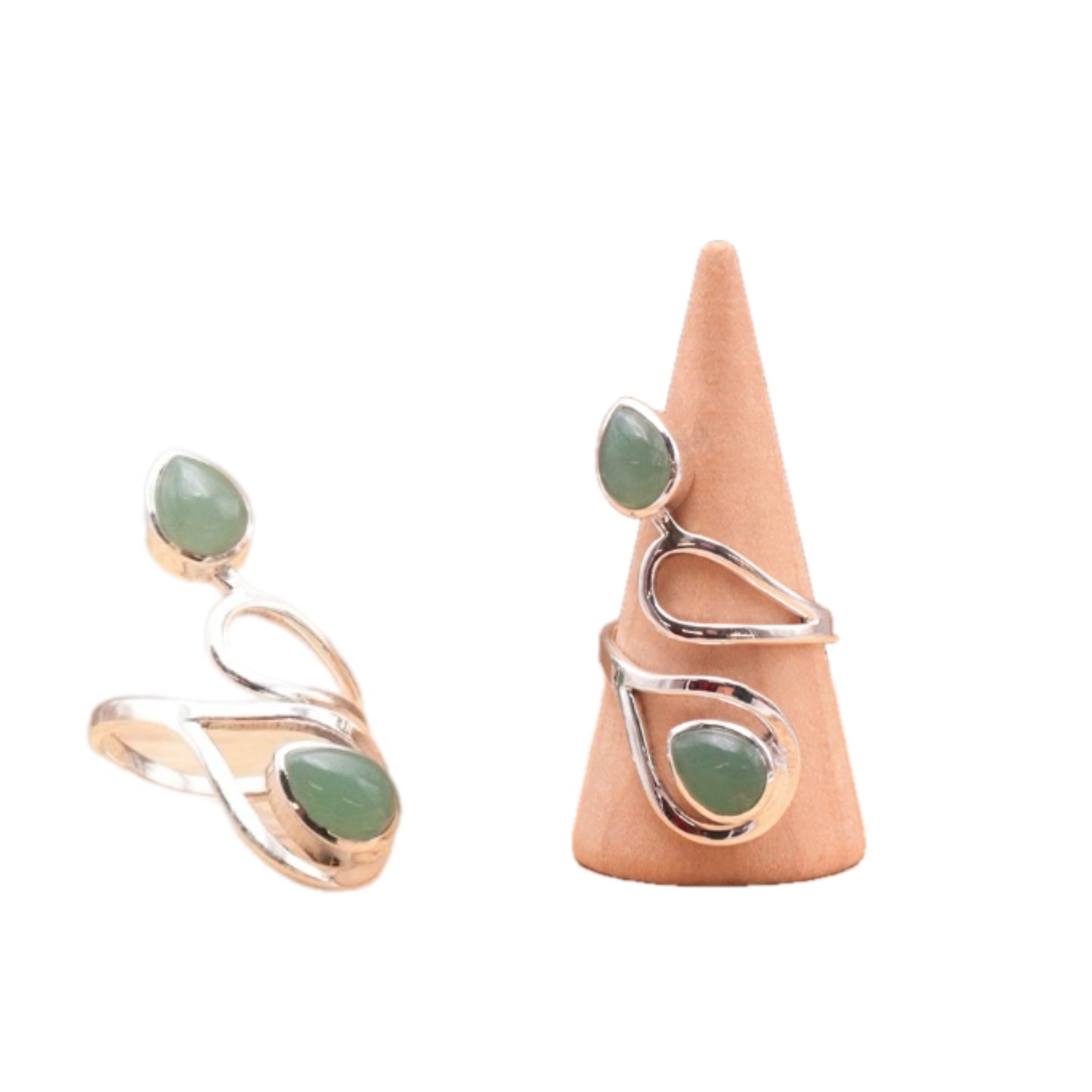 Elanch-Ring, Grüner Aventurin, 925er Silber - Tibetwelt