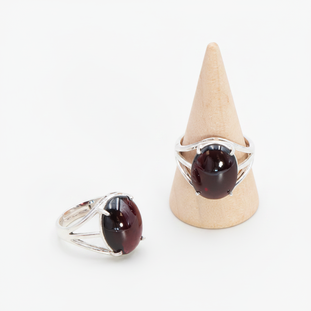 Bague Eclat de vitalité en grenat rhodolite AAA & argent 925 - univers tibet