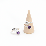 Bague Feuille d'intuition en Améthyste AA & argent 925 - univers tibet