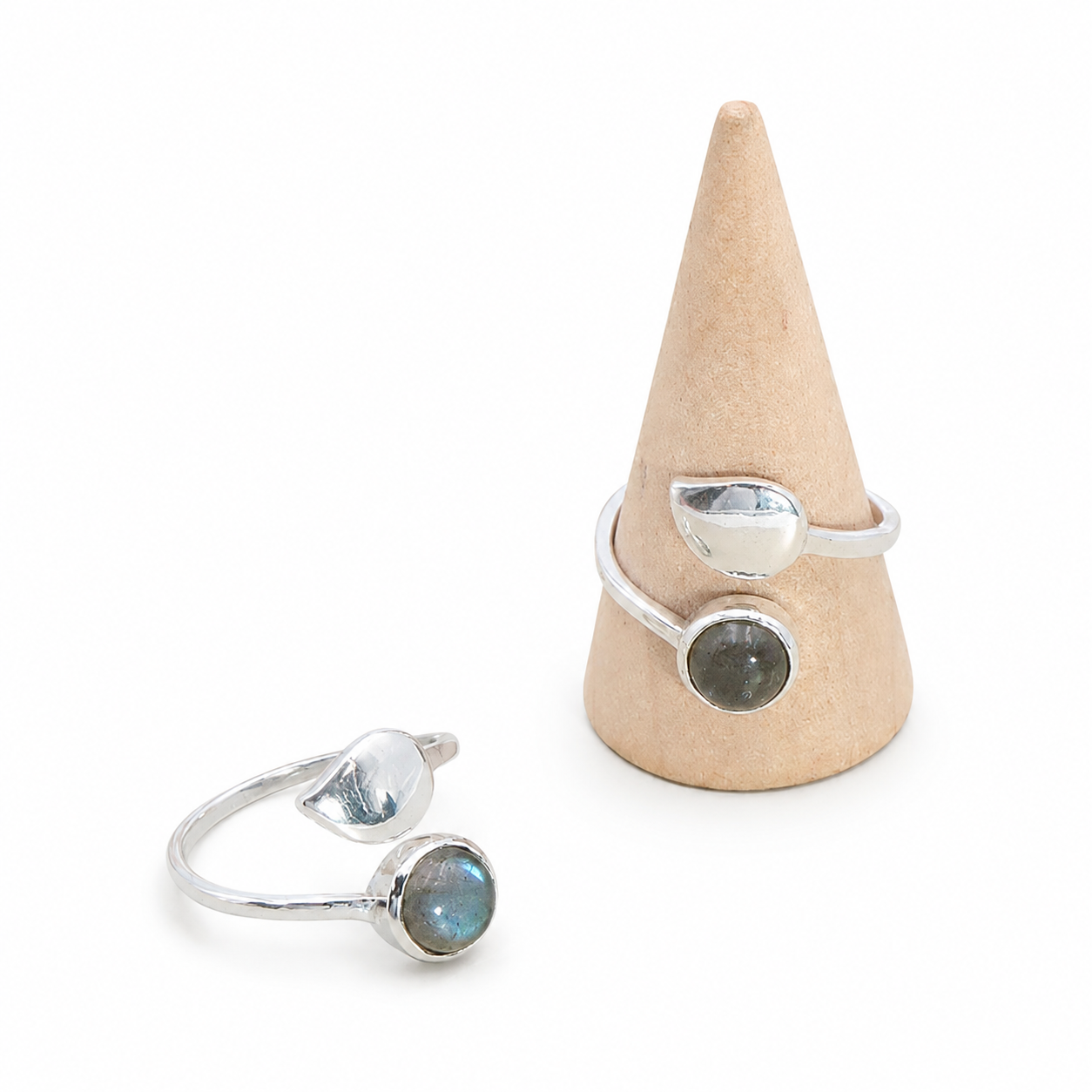 Bague Feuille de protection en Labradorite AA & argent 925 - univers tibet