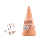 Bague Lotus en argent 925 avec pierre d’aigue-marine, design délicat évoquant clarté et douceur (ensemble bijou)