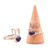 Lapis-Lazuli & Silber 925 Lotus Ring – Weisheit & Wahrheit - Tibetwelt