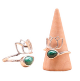Bague Lotus Malachite & Argent 925 – Transformation & Protection - univers tibet