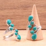 Anillo Onda Celestial de plata 925 y turquesa de China - Mundo Tibet