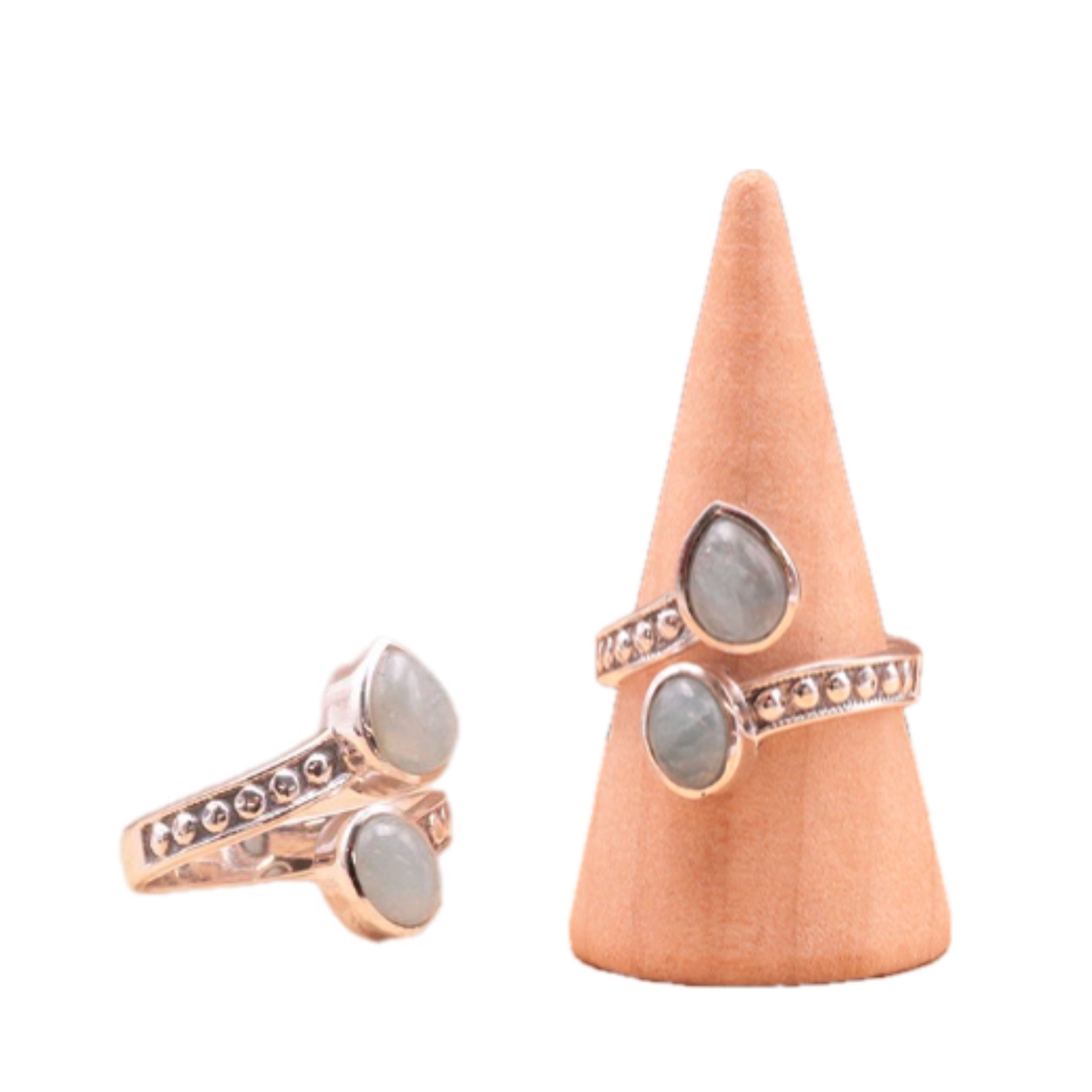 Crystal Wave Ring – Aquamarine & 925 Sterling Silver - Tibetan Universe