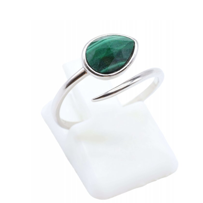 Anillo Serpiente, Símbolo de Transformación - Malachita y Plata 925 - Mundo Tibet