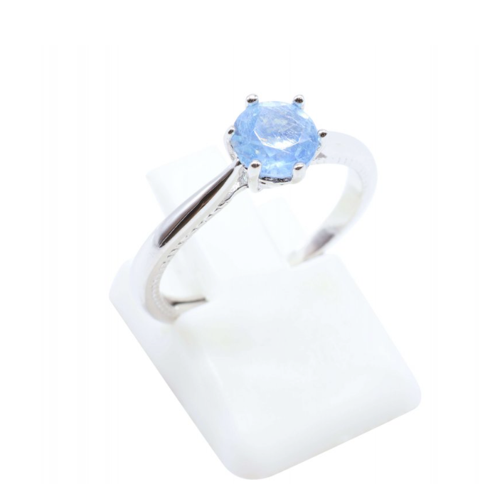 Einfaches Ring mit Meerblau-Stein und 925er Silber - Tibetwelt