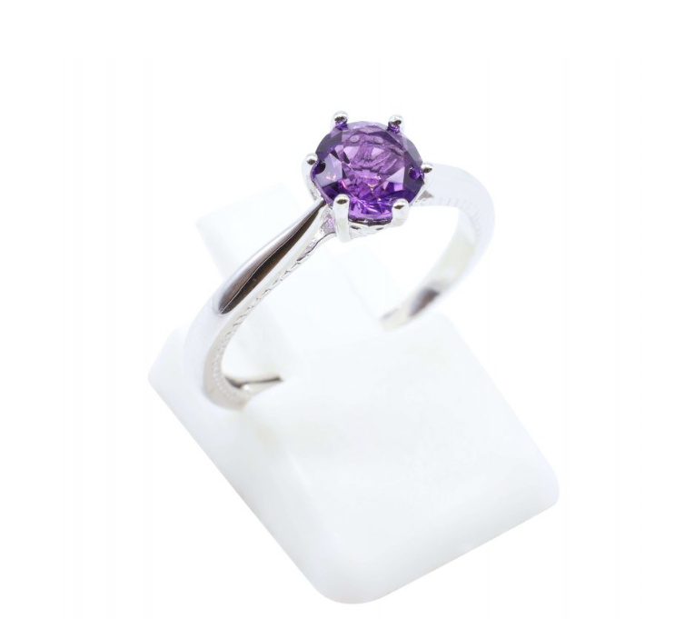 Ehering Solitär – Amethyst & 925er Silber – Tibetwelt