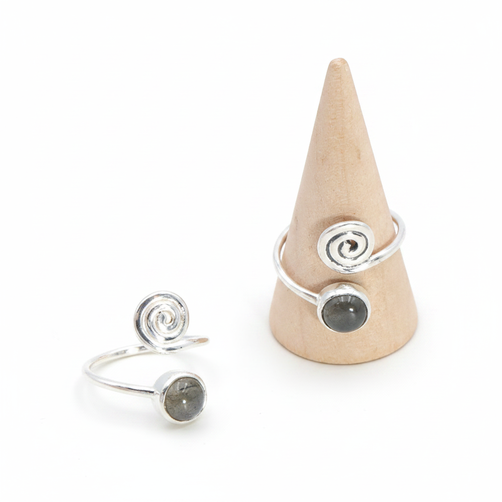 Bague Spirale de protection AA & argent 925 - univers tibet