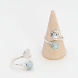 Bague Spirale de sérénité aigue-marine AA & argent 925 - univers tibet