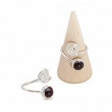 Bague Spirale de vitalité grenat rhodolite AAA & argent 925 - univers tibet