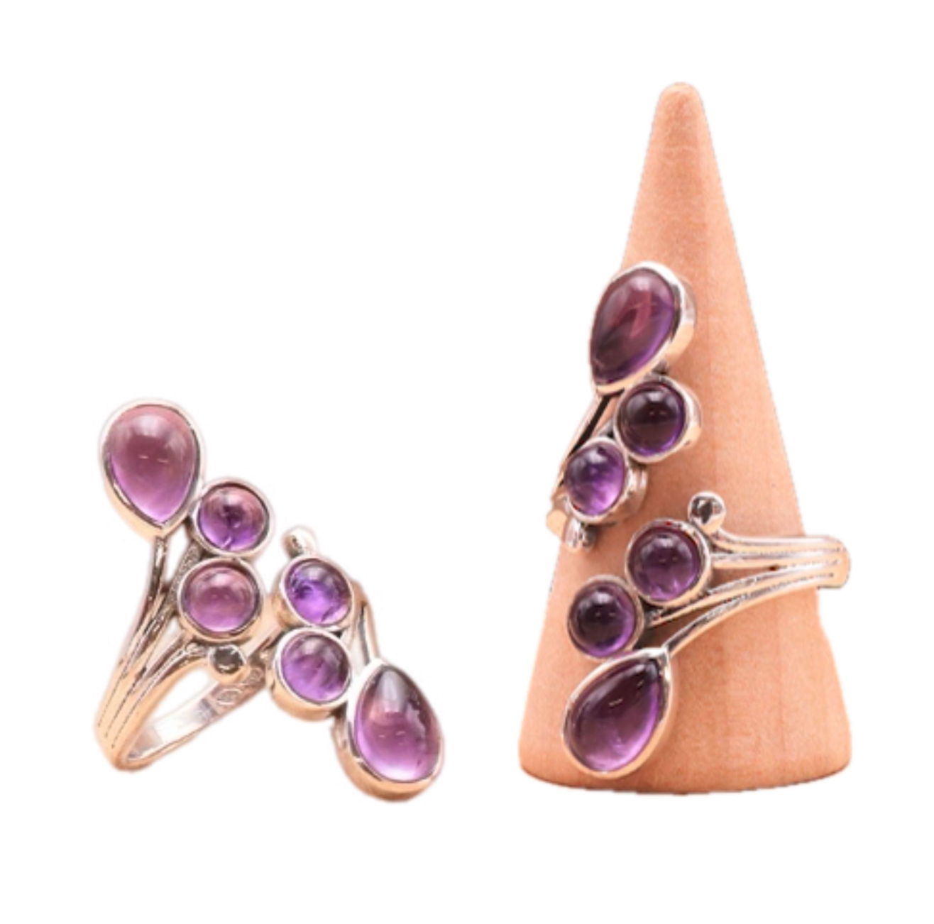 Amethysten- und Sterlingsilber-Hochzeitsring – Weisheit und Ruhe – Tibetwelt