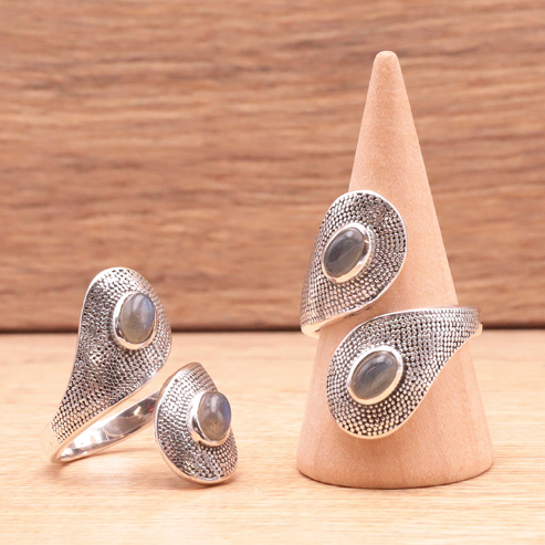 Bague “Éclat Boréal” en Argent 925 et Labradorite - univers tibet