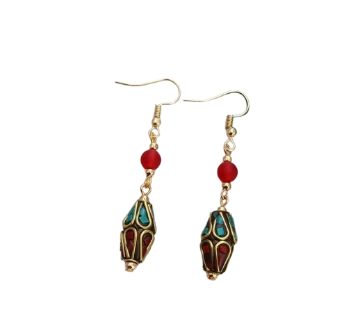Boucles d'Oreilles Tibétaines Eclat Tibétain - Univers TIbet