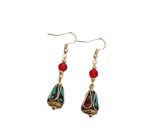 Boucles d'Oreilles Tibétaines Harmonie Népalaise - Univers Tibet