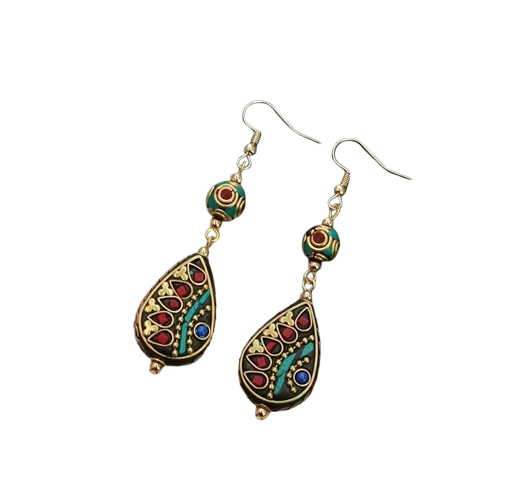 Boucles d'Oreilles Tibétaines Larme Sacrée - Univers Tibet