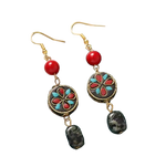 Boucles d'Oreilles Tibétaines Fleur du Dharma - Univers TIbet