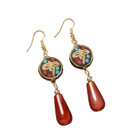 Boucles d'Oreilles Tibétaines Mantra de Feu - Univers Tibet