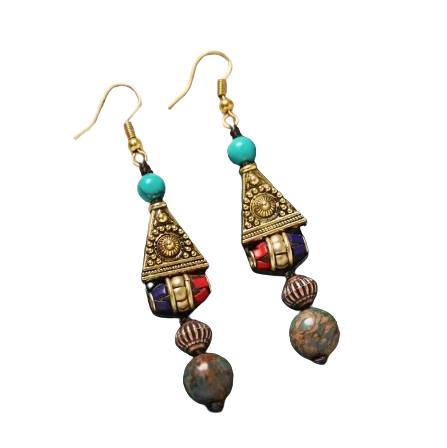 Boucles d'Oreilles Tibétaines Temple Sacré - Univers TIbet