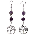 Boucles d’Oreilles Éveil Spirituel – Fluorite, Améthyste & Arbre de Vie - univers tibet