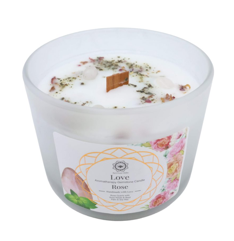 Bougie Green Tree “Amour” – Quartz Rose & Rose (256 g) - univers tibet