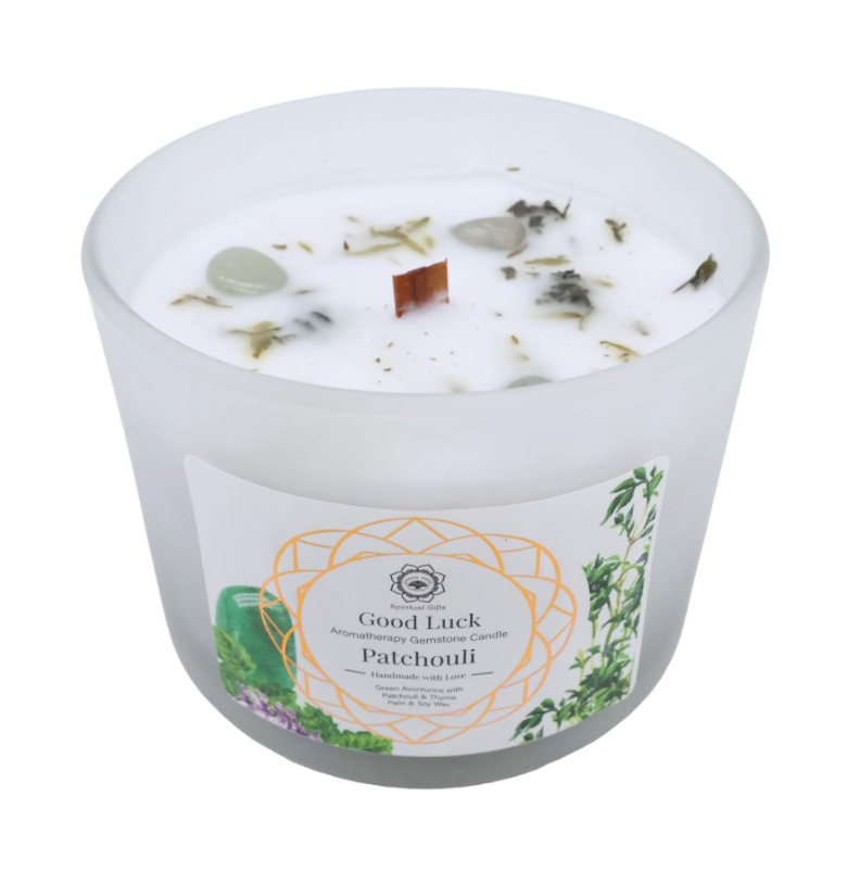 Bougie Green Tree “Bonne Chance” – Aventurine Verte & Patchouli (256 g) - univers tibet