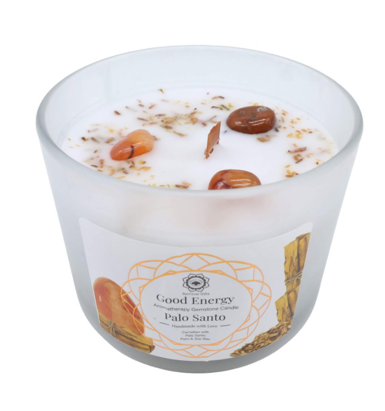 Bougie Green Tree “Énergie Positive” – Cornaline & Palo Santo (256 g) - univers tibet