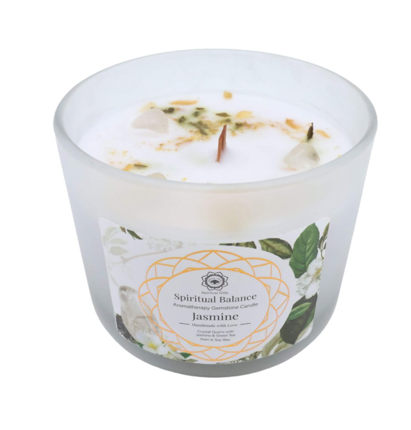 Bougie Green Tree “Équilibre Spirituel” – Cristal de Roche & Jasmin (256 g) - univers tibet