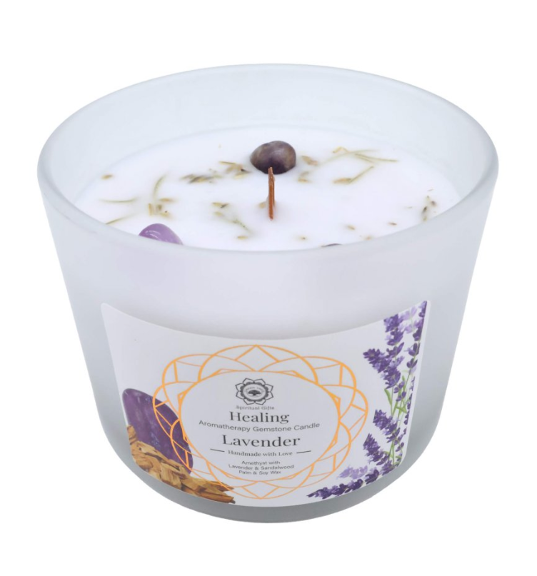 Bougie Green Tree “Guérison” – Améthyste & Lavande (256 g) - univers tibet