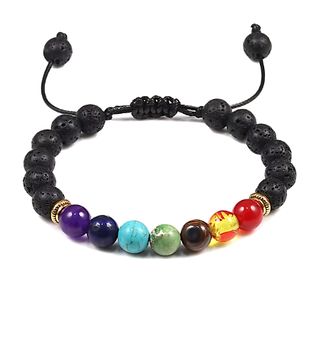 Armband 7 Chakren, Lavastein, verstellbar - Tibetwelt