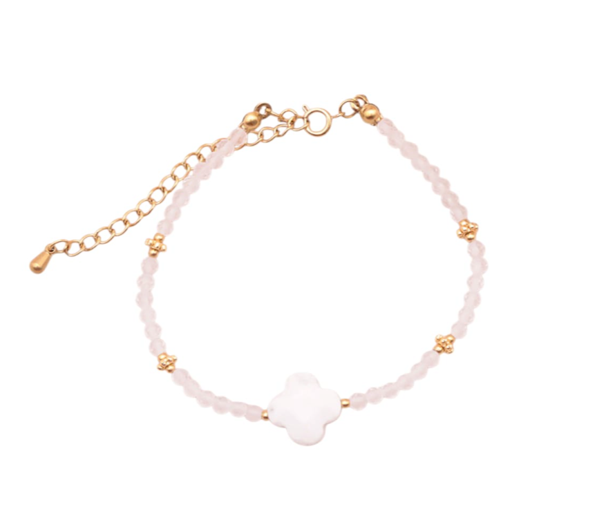 Armband Alba – Weißer Howlit und Rosenquarz - Tibetwelt