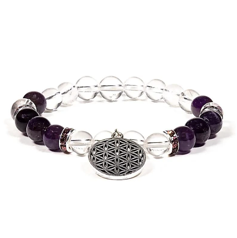 Amethyst Crystal Flower of Life Bracelet - Tibetan Universe