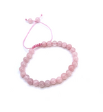 Bracelet Amour & Douceur - Ajustable en Quartz Rose - Univers Tibet