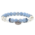 Bracelet Angélite et Cristal de Roche Aile d'Ange - Univers TIbet