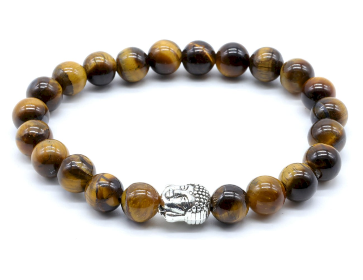 Armband mit Buddha-Schutzsymbol aus Tigeraugen - Tibetwelt
