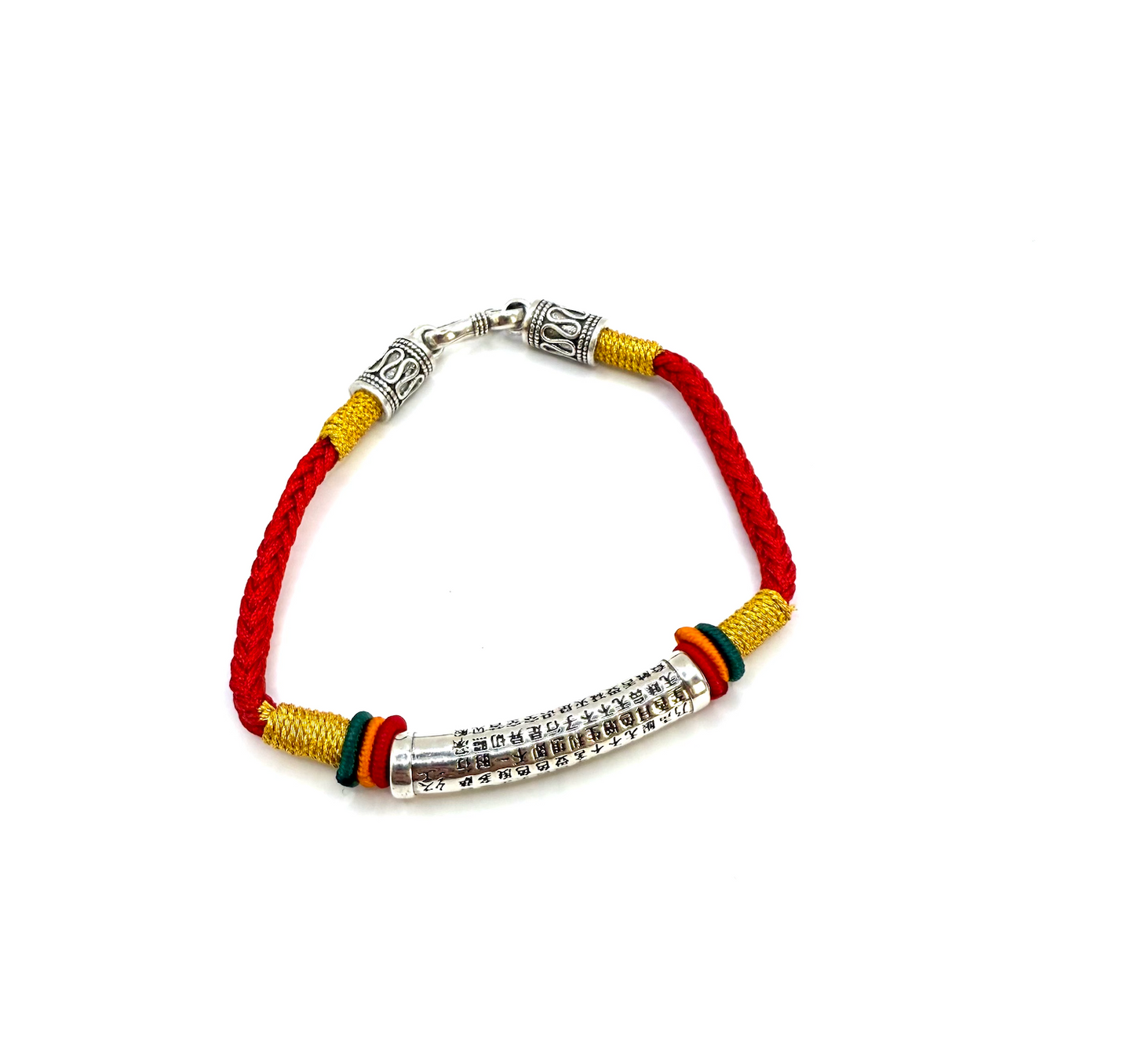 Pulsera Budista Prajñā Sūtra – Trenzada Roja y Dorada - Mundo Tibet