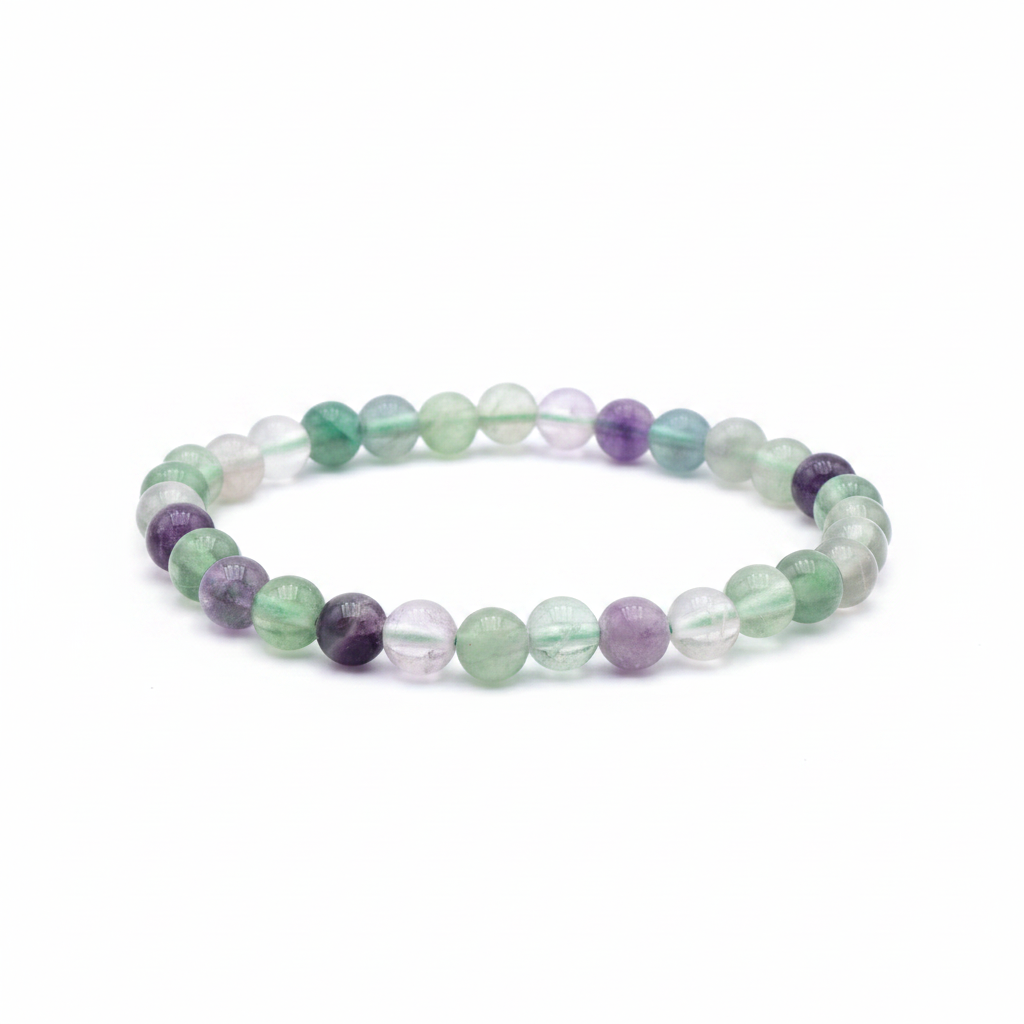 Bracelet Celestia en Fluorine Multicolore Naturelle – Perles 6 mm - univers tibet