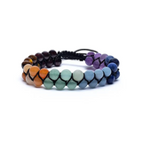 Bracelet Chakras Double Rangée en Pierres Naturelles - Univers Tibet